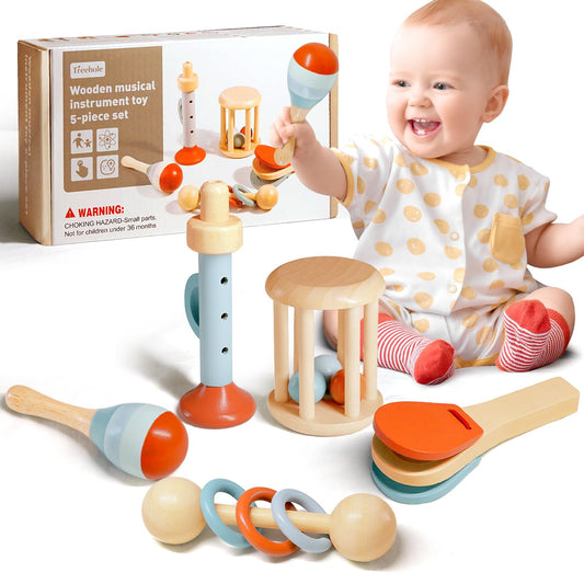 Montessori Musikinstrumente Holz-Set (5-tlg.) – Sensorik