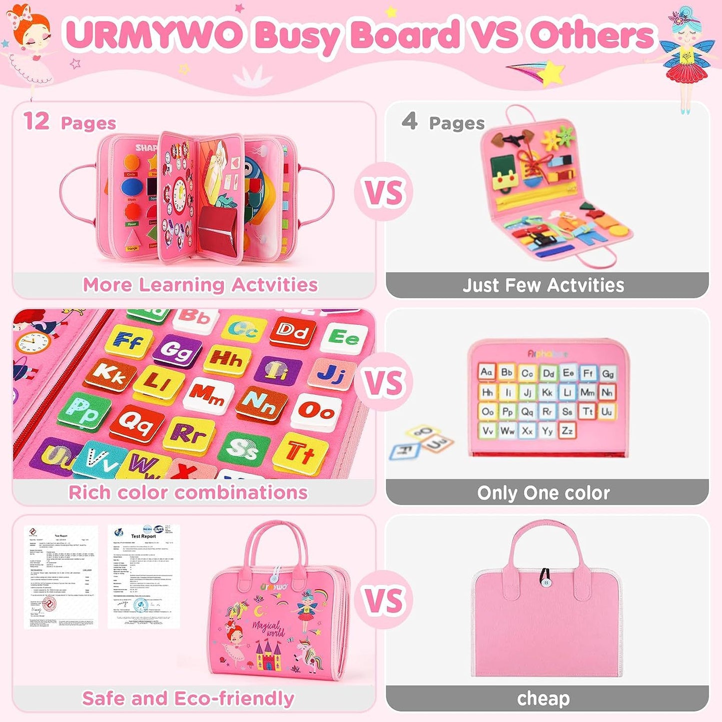 MontessoriLernwelt Busy Board 10-in-1 ¨C Prinzessin, Anziehspiel & Bauernhof, Montessori Busy Book f¨¹r Kinder 1¨C4 Jahre
