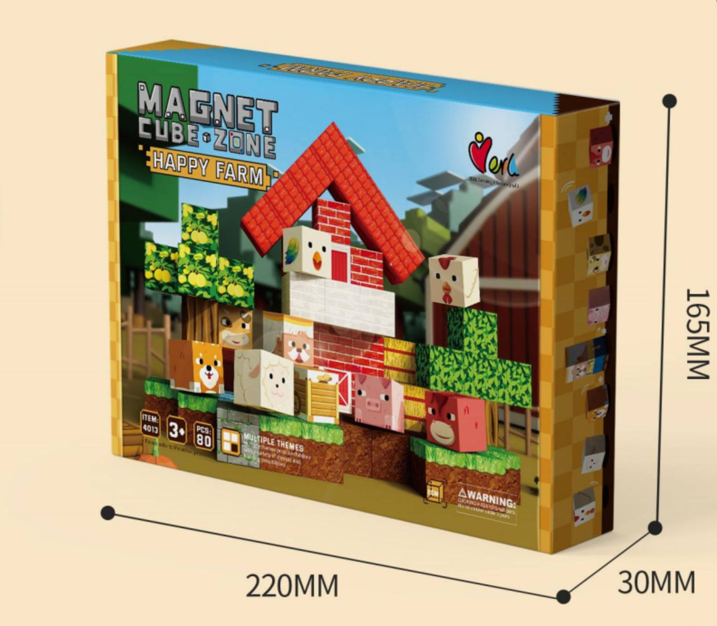 Magnetbausteine Bauernhof Welt 2 cm mit Tierwelt und Bauernhof Landschaft