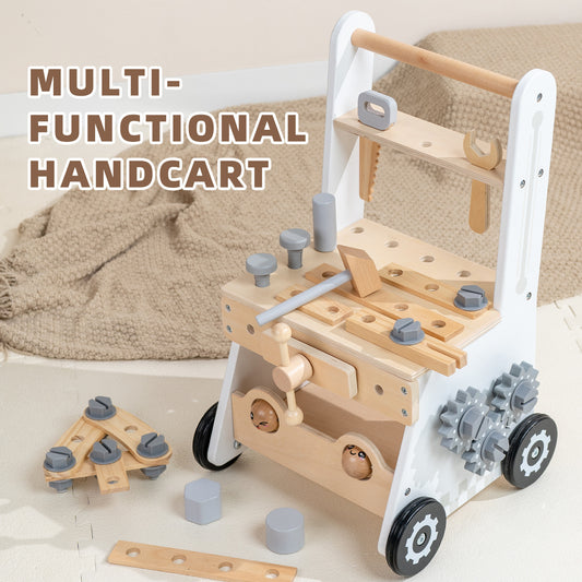Montessori Lauflernwagen 2in1 Baby Motorikwagen Werkzeugbank Holz