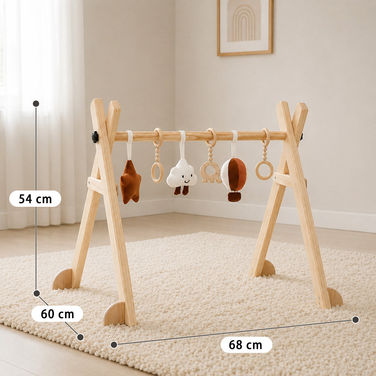 Montessori wooden baby gym