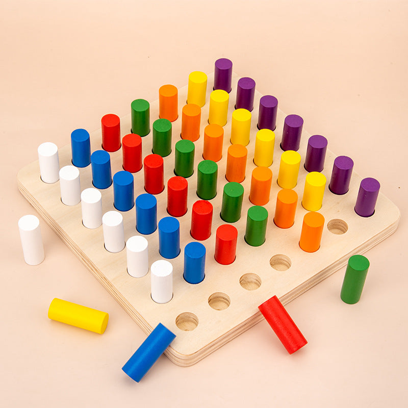 Montessori Steckspiel Holz Kinder Farben sortieren Motorikspiel Konzentration Lernspielzeug