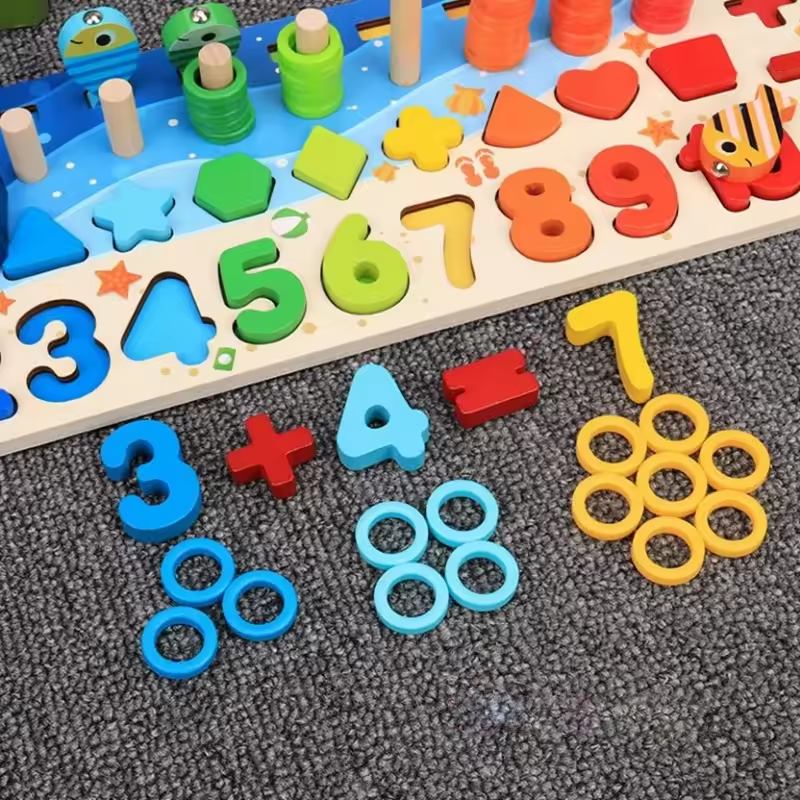 Montessori Holz Mathematik Spielzeug – Zählbrett & Angeln