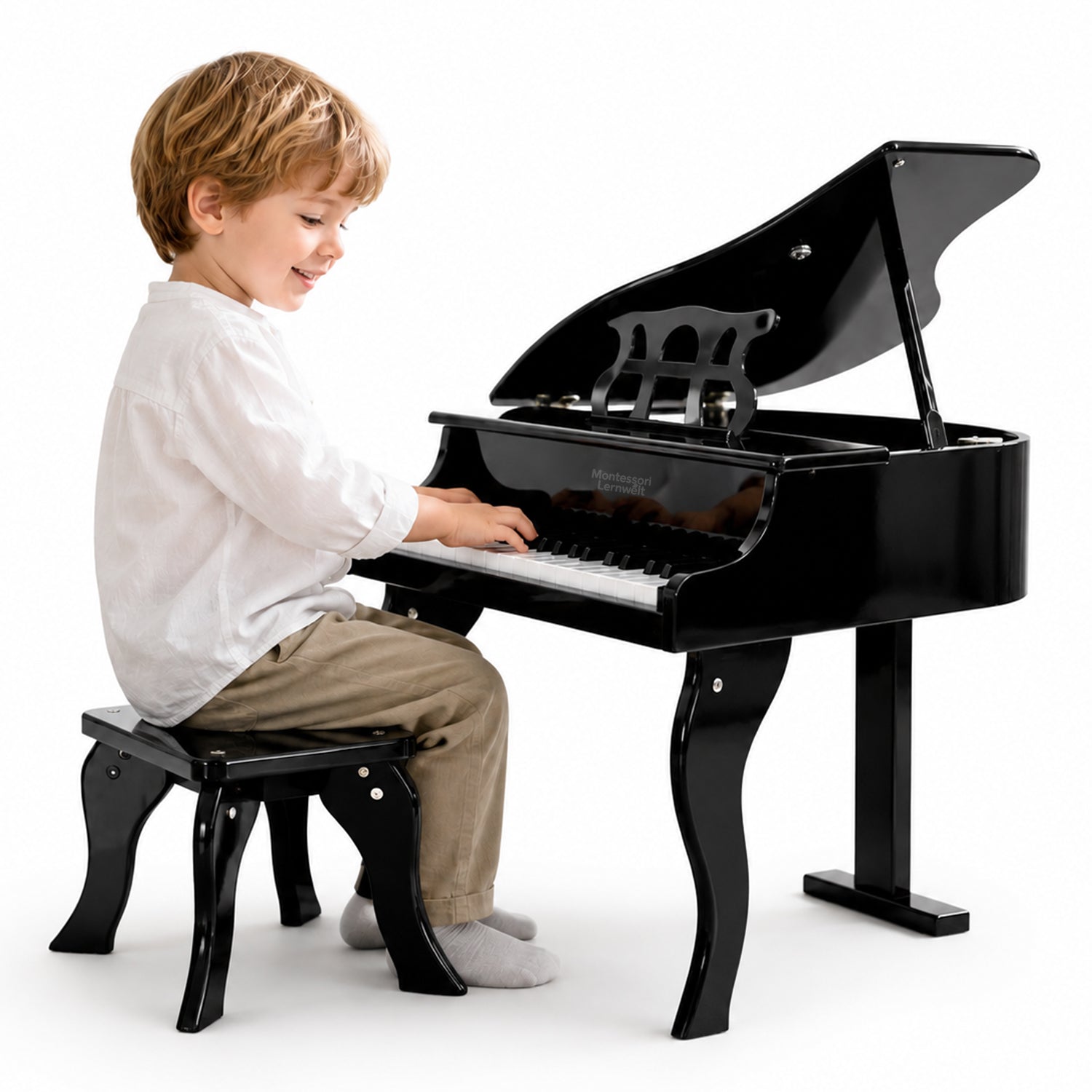 Kinderklavier mit Hocker in Schwarz, 30 Tasten Mini-Flügel für Kinder