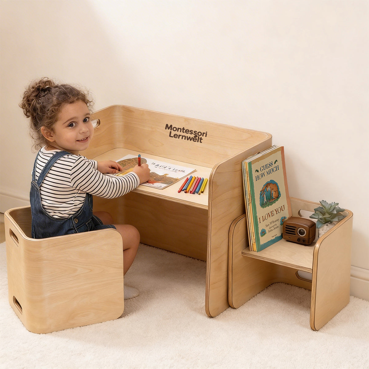 Montessori-børnebord og -stolesæt – multifunktionelle læringsmøbler i træ