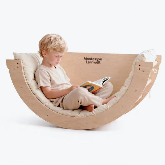 Montessori Kletterbogen 6-in-1 aus Holz mit weicher Auflage