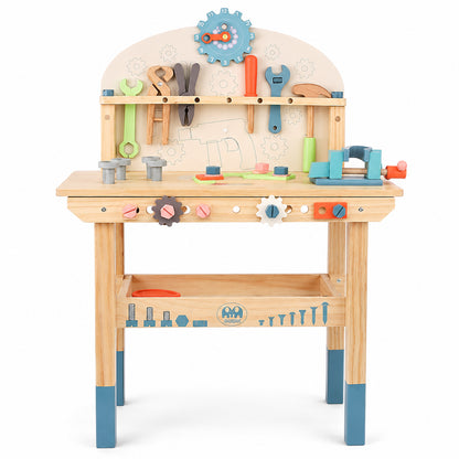 Montessori Werkzeugbank aus Holz für Kinder mit Werkzeugen und Schrauben