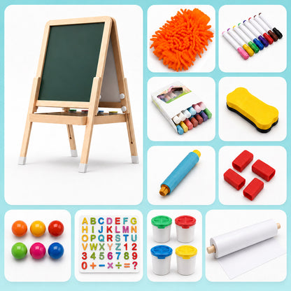 Zubehör für Montessori Kinderstaffelei mit Kreide, Magneten und Malutensilien
