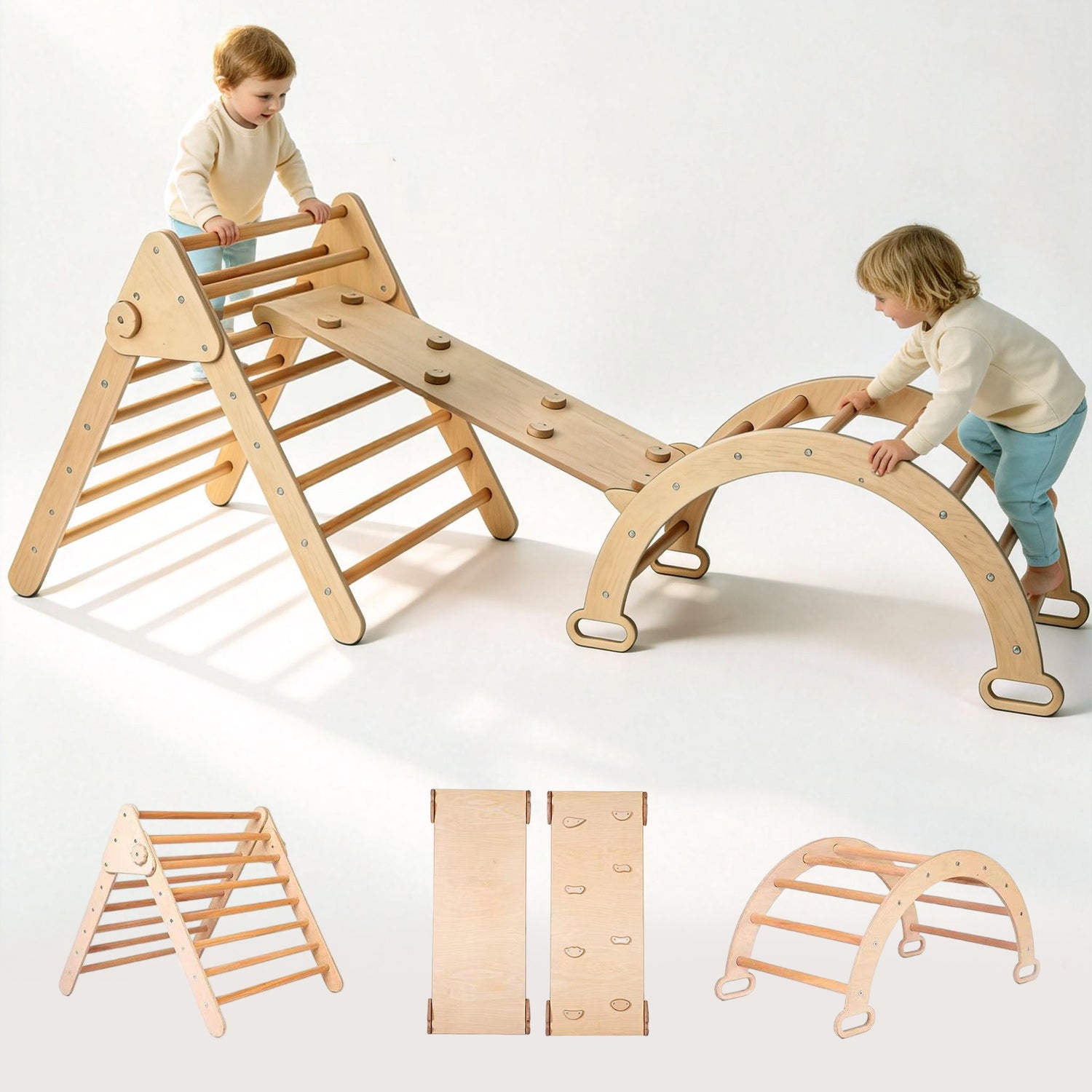 Montessori Kletterbogen aus Holz für Babys und Kleinkinder