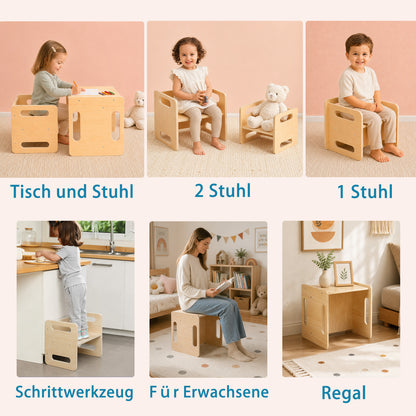 Table pour enfant Montessori 3-en-1 avec chaise en bambou