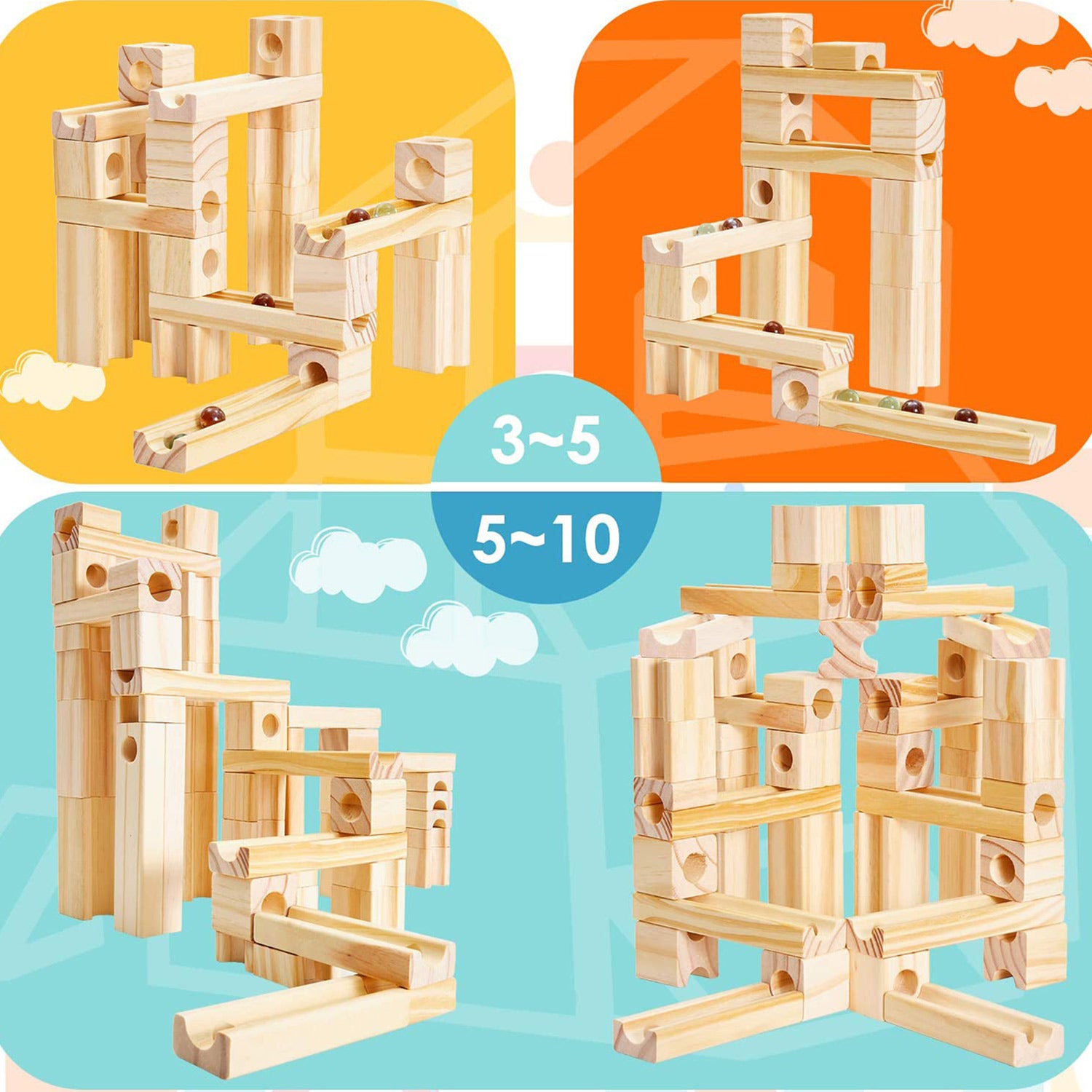 Montessori Kugelbahn aus Holz für ruhiges Spielen im Kinderzimmer
