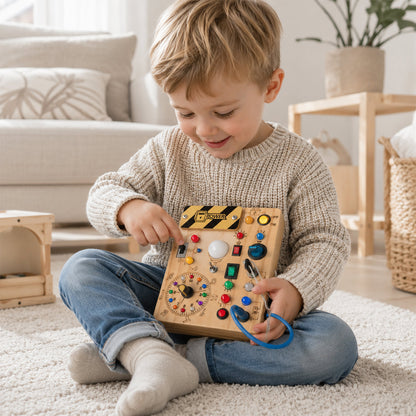 Montessori Busy Board mit 24 LED-Lichtern für Kinder