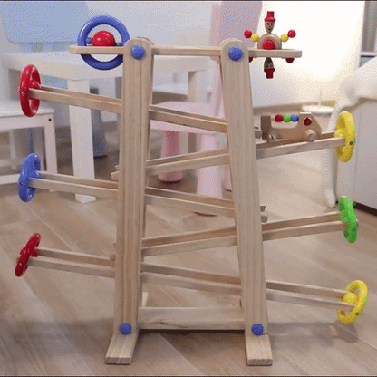 Holz Kugelbahn mit Rollfiguren für Kleinkinder