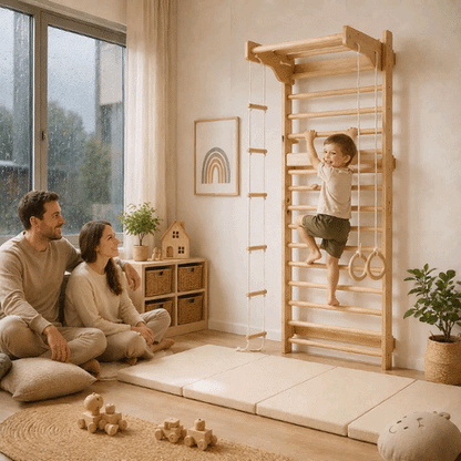 Montessori Klettergerät aus Holz für aktive Kinder