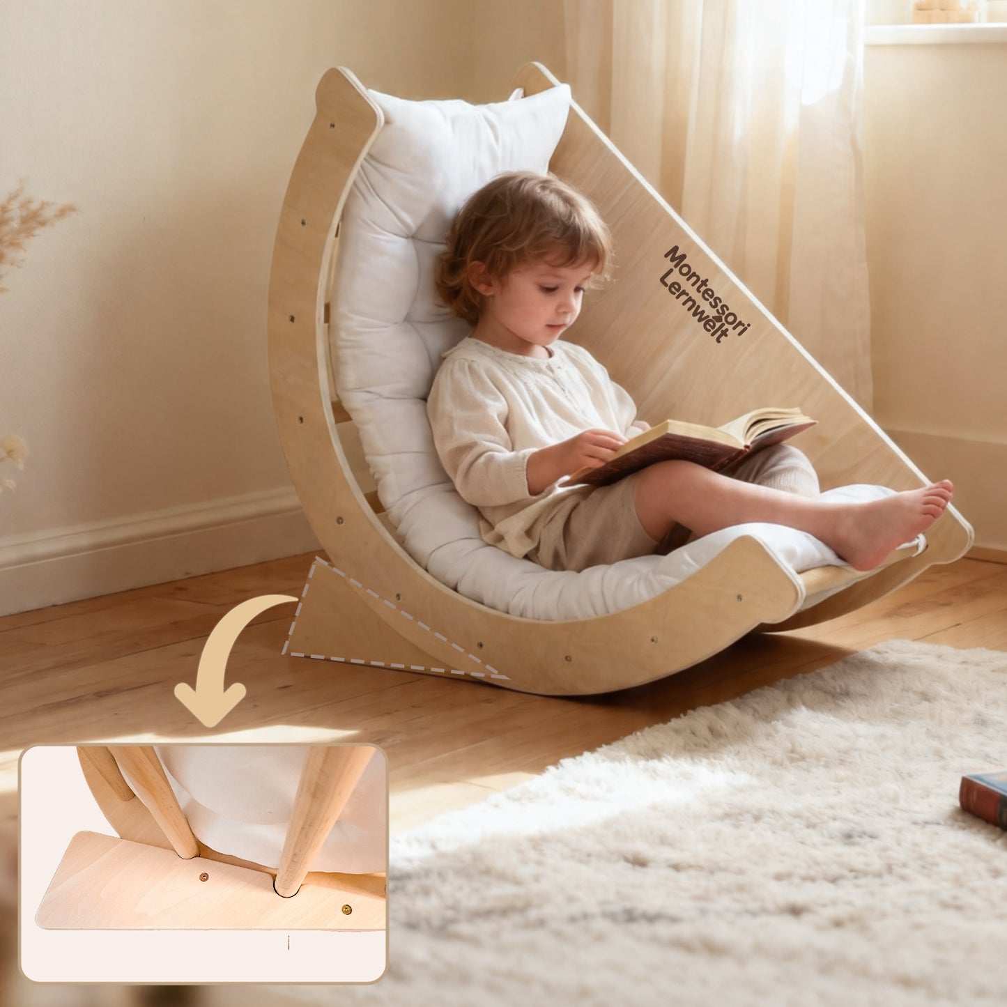 Six play configurations of the Montessori climbing arch
