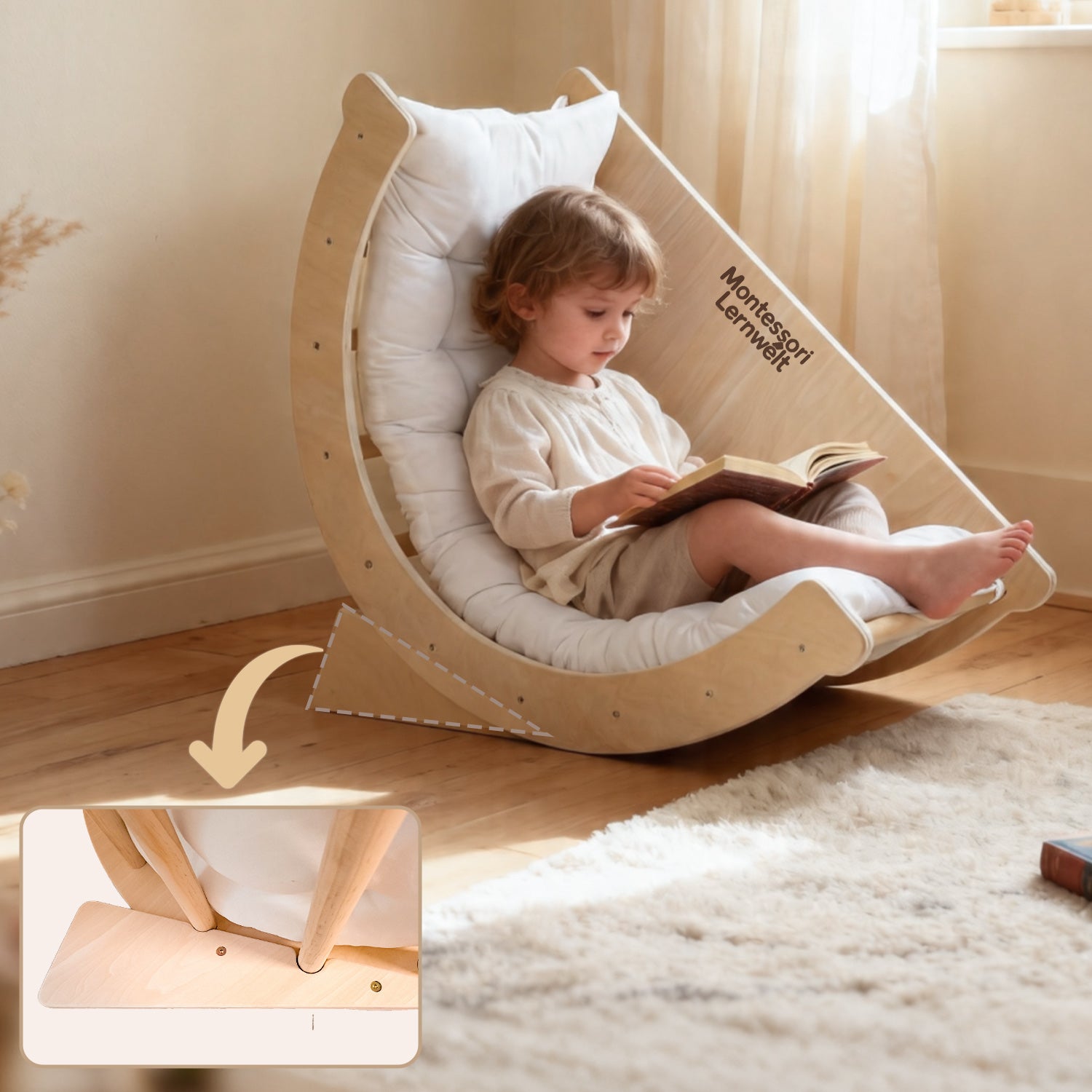 Six play configurations of the Montessori climbing arch