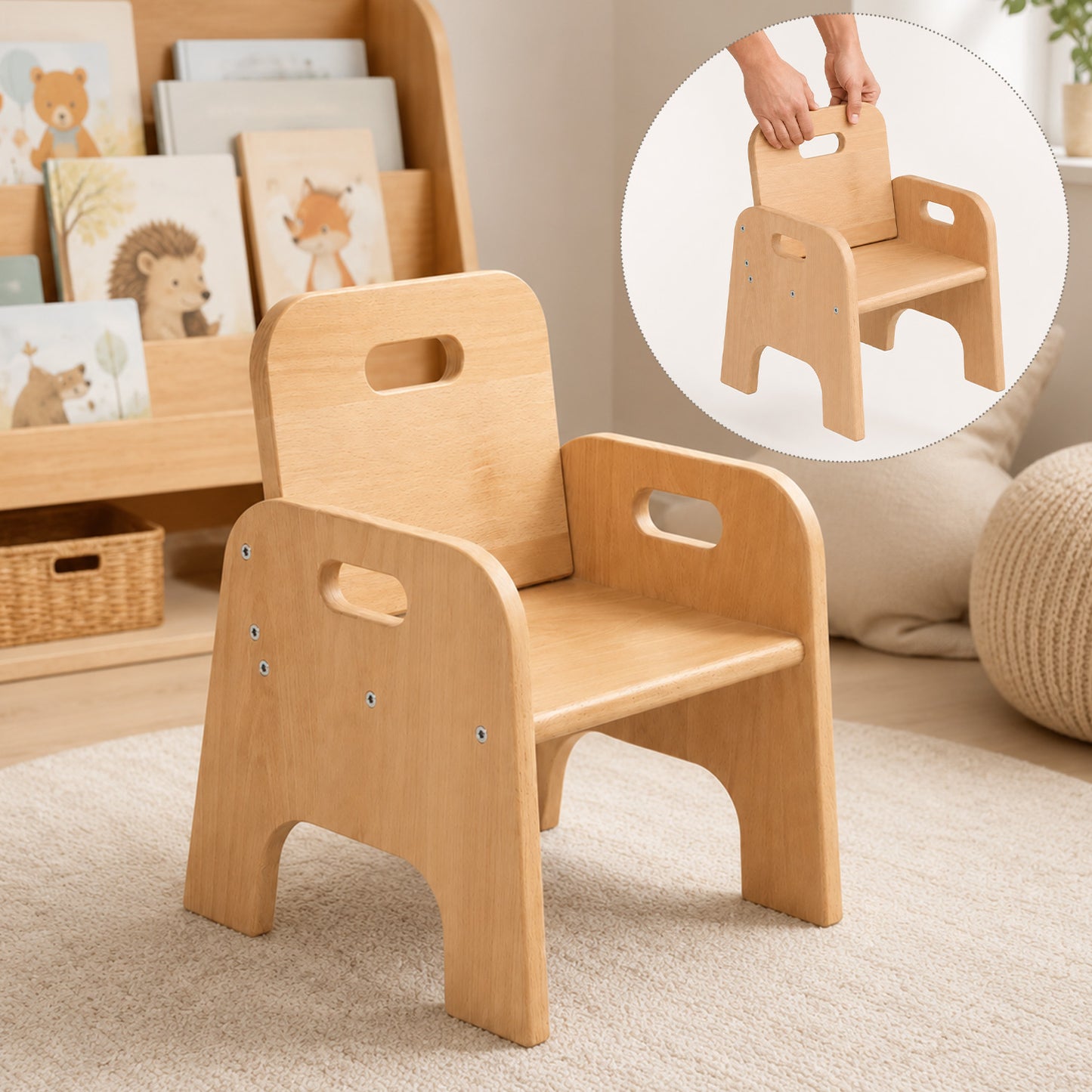 Chaise Montessori en bois pour tout-petit – Chaise basse pour enfant dès 1 an