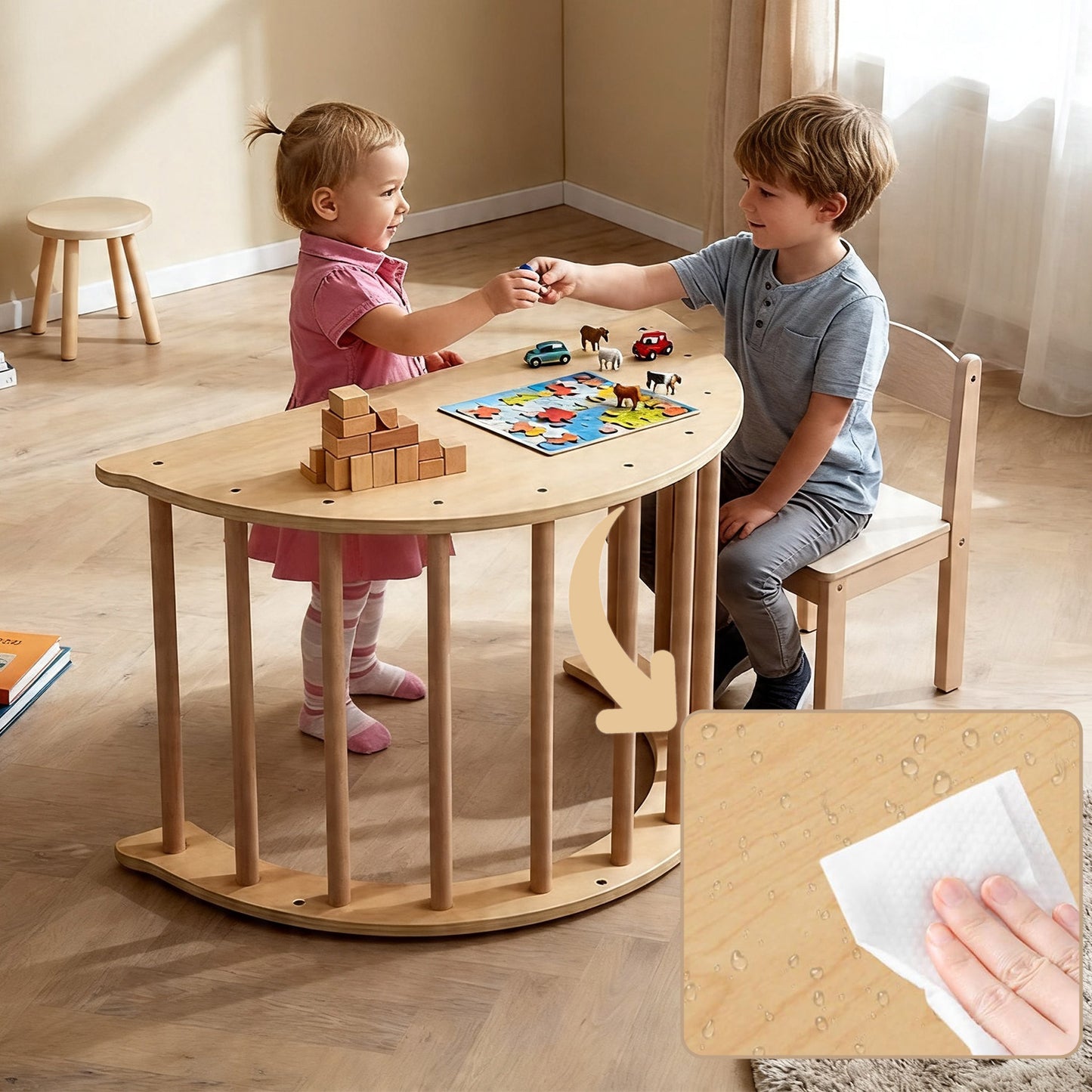 Montessori 6-in-1 Spielzeug als Kletterbogen für aktive Kinder