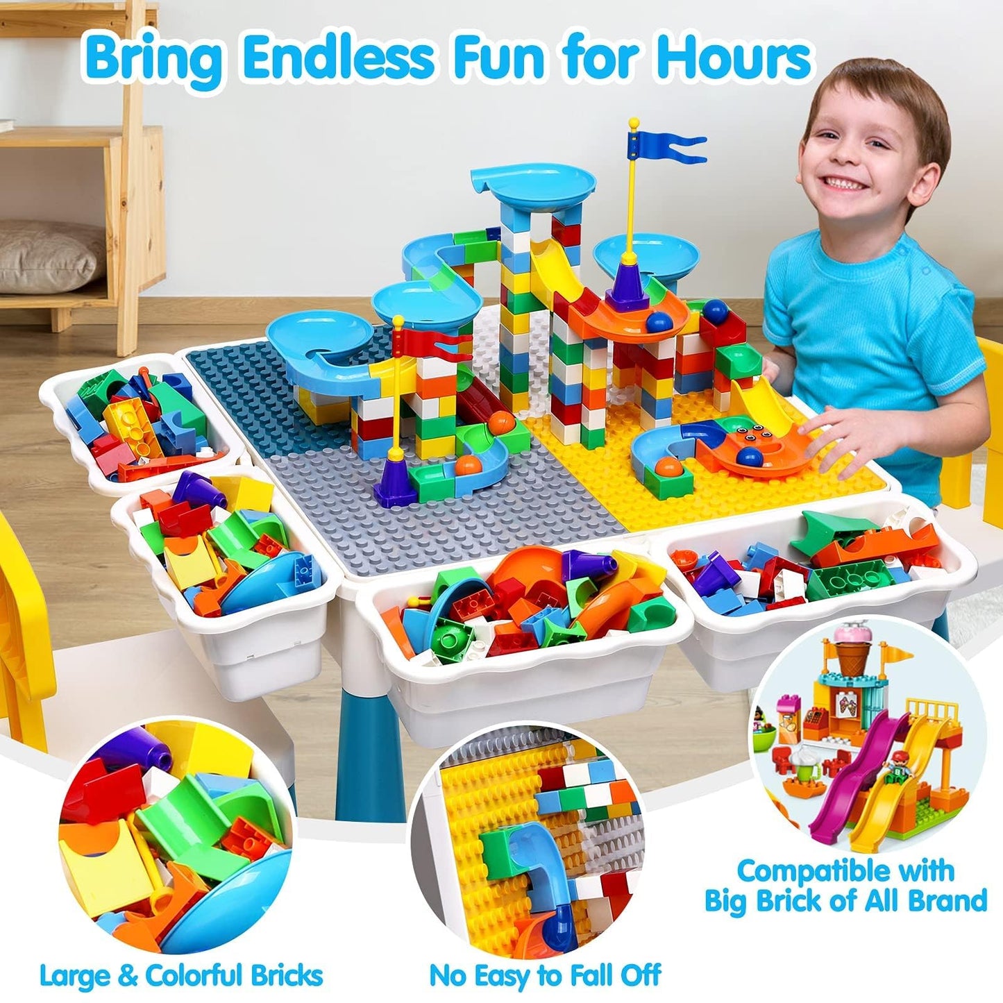 5-in-1 Montessori Bautisch – Sand-/Wassertisch & Ordnung