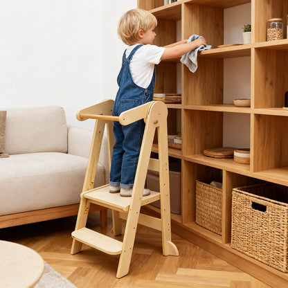Montessori Lernturm mit 3-fach höhenverstellbarer Plattform