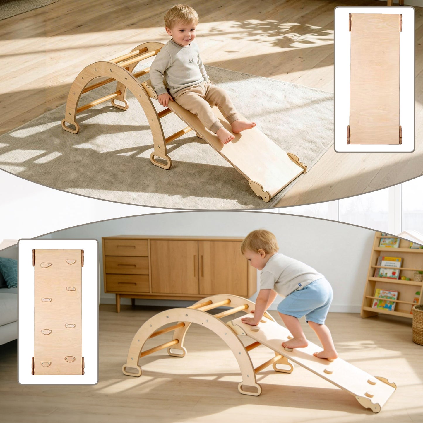 Montessori Wippe aus Holz für Kinder im Innenbereich