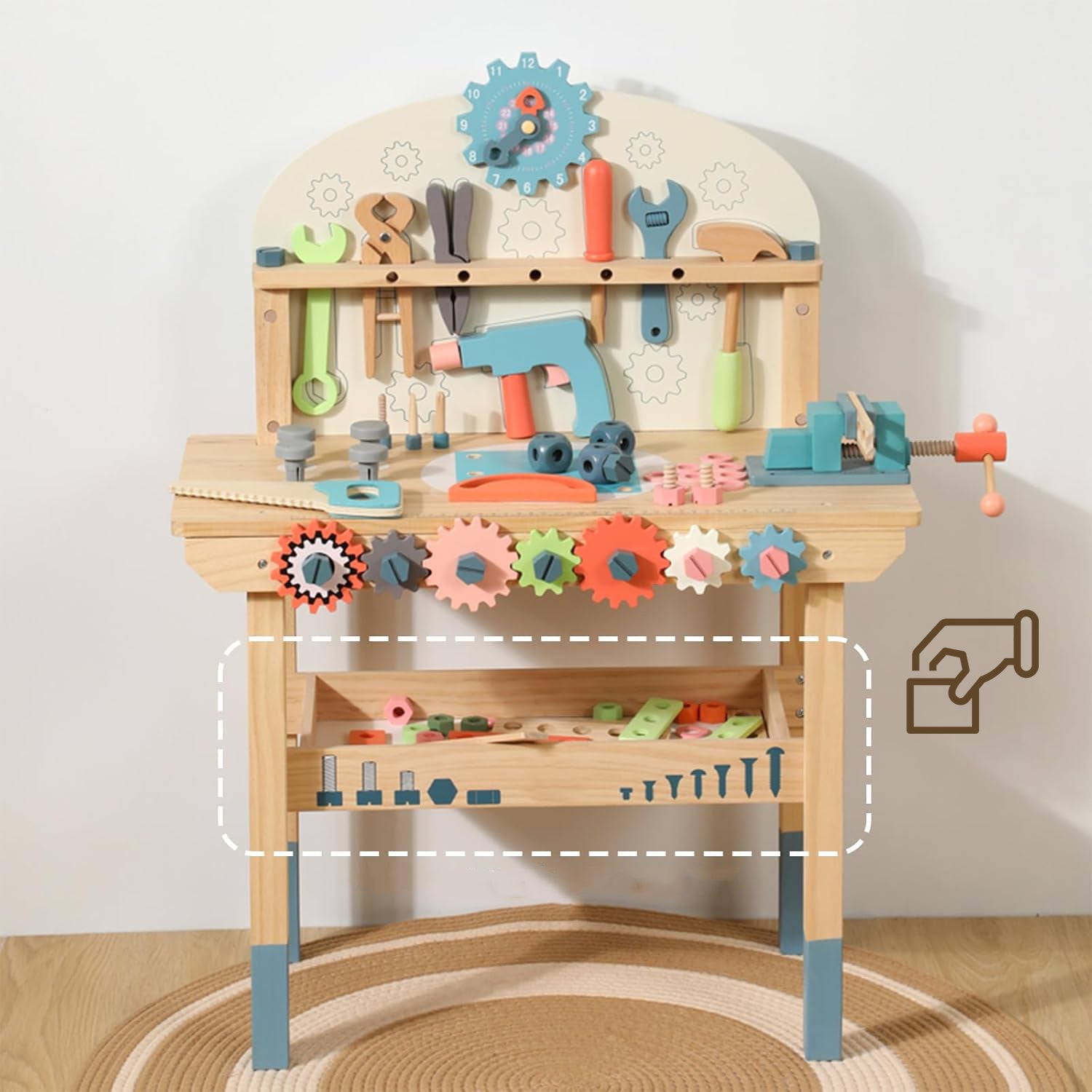 Kinder-Werkbank mit umfangreichem Zubehör aus Holz