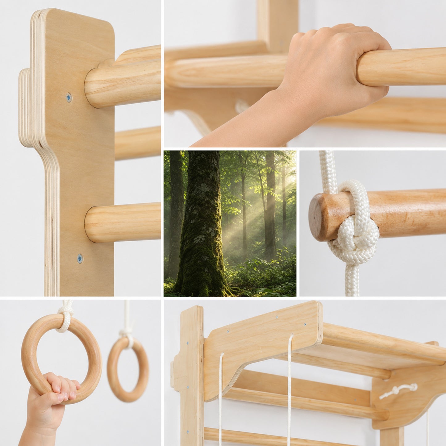 Kinder Kletterwand aus Multiplex und Kiefernholz mit glatter Oberfläche