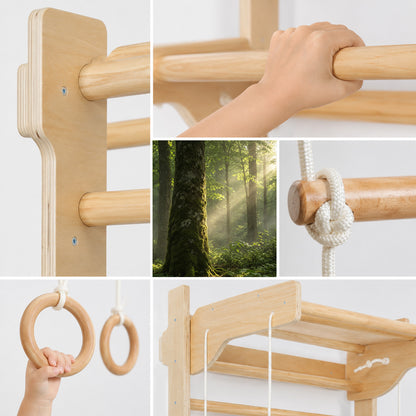 Kinder Kletterwand aus Multiplex und Kiefernholz mit glatter Oberfläche