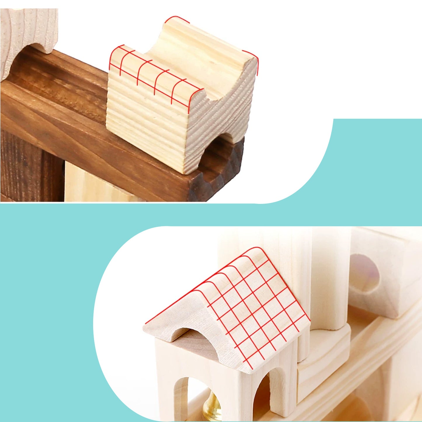 Montessori Holzspielzeug Murmelbahn aus Naturholz für kreatives Spielen