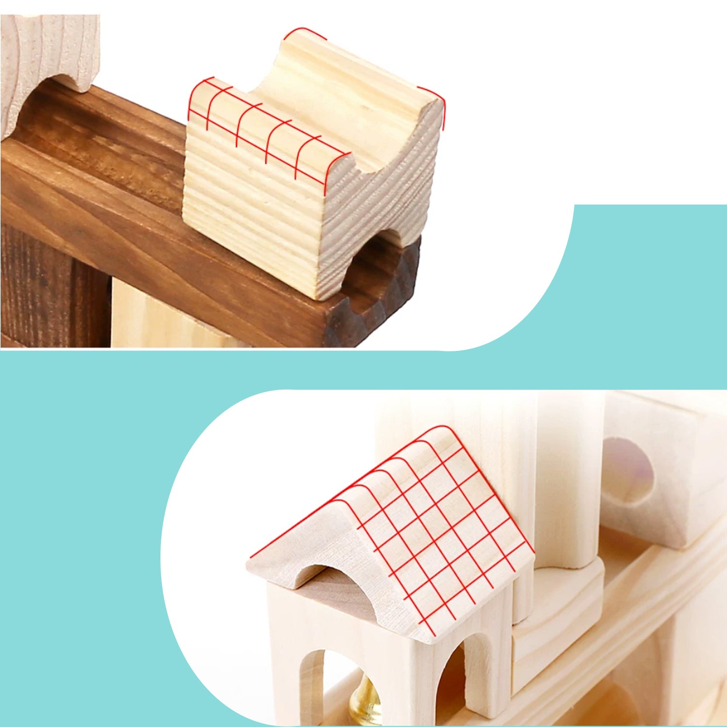 Montessori Holzspielzeug Murmelbahn aus Naturholz für kreatives Spielen