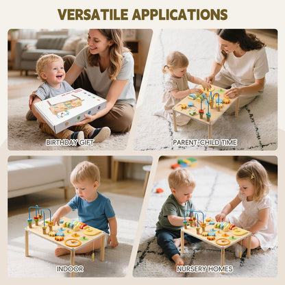 Table d’activités Montessori 8-en-1 – Couleurs macaron et motricité