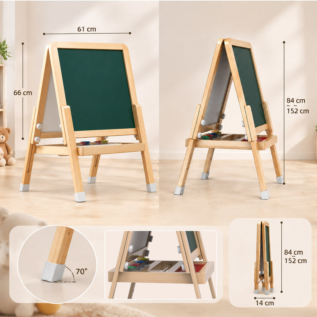 Montessori Kinder Staffelei Holz Maße und Produktabmessungen
