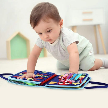 Montessori-busy board/quiet book med 8 sidor – dinosaurie