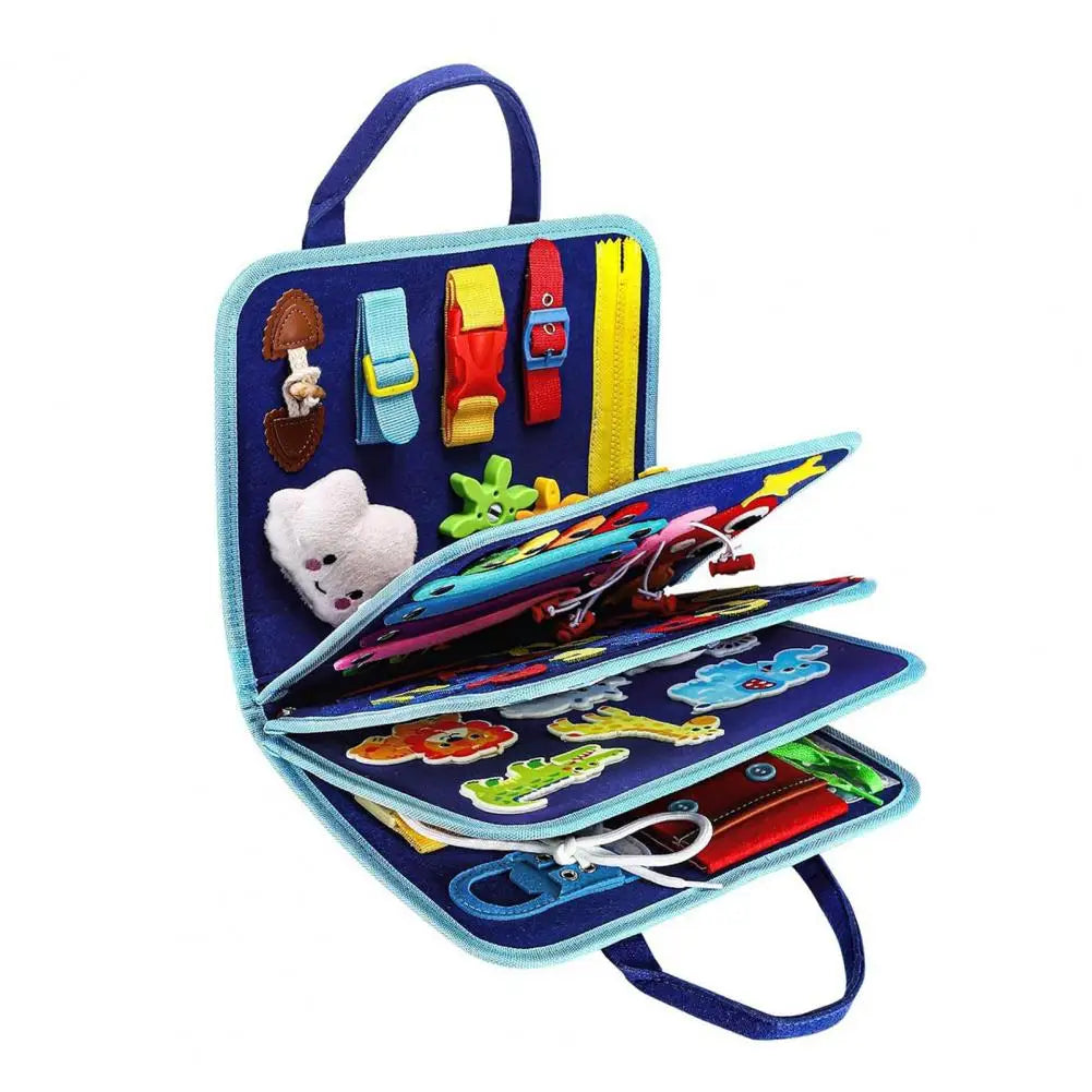 Montessori-busy board/quiet book med 8 sidor – dinosaurie