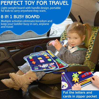Montessori-busy board/quiet book med 8 sidor – dinosaurie