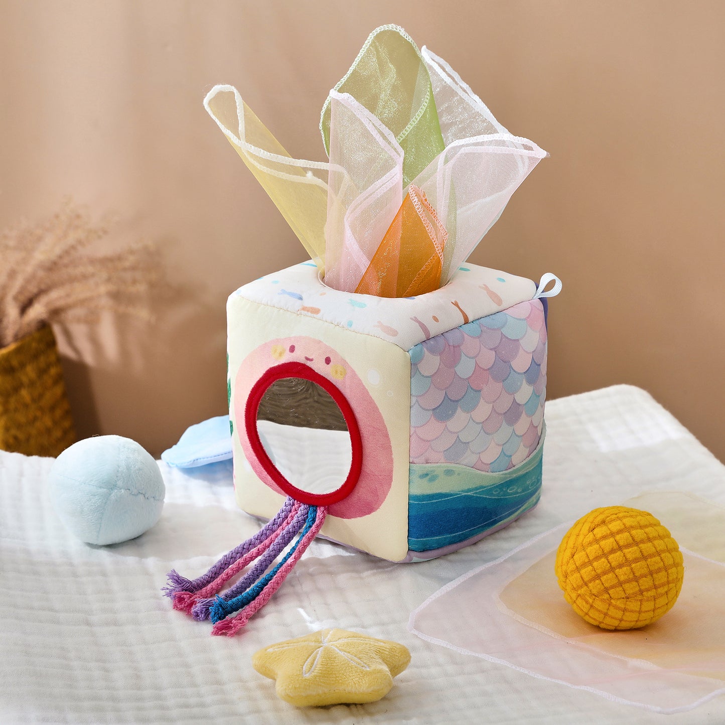 Baby Sensorische Taschentuchbox – Meerjungfrau