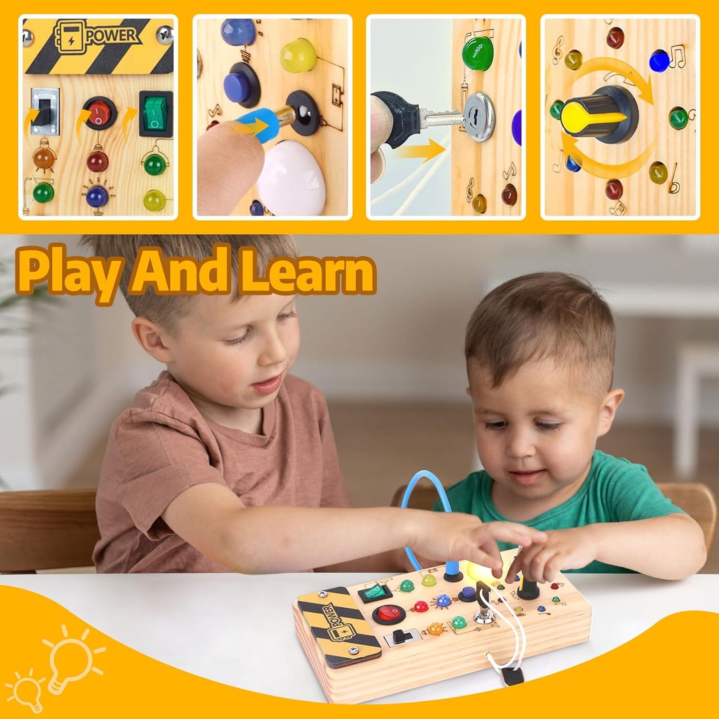 Montessori Busy Board Switch Panel – Ideal for Travel