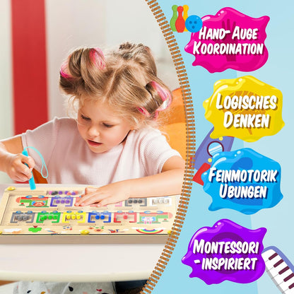 Montessori Holz-Labyrinth 3D – Magnetisches Geschicklichkeitsspiel