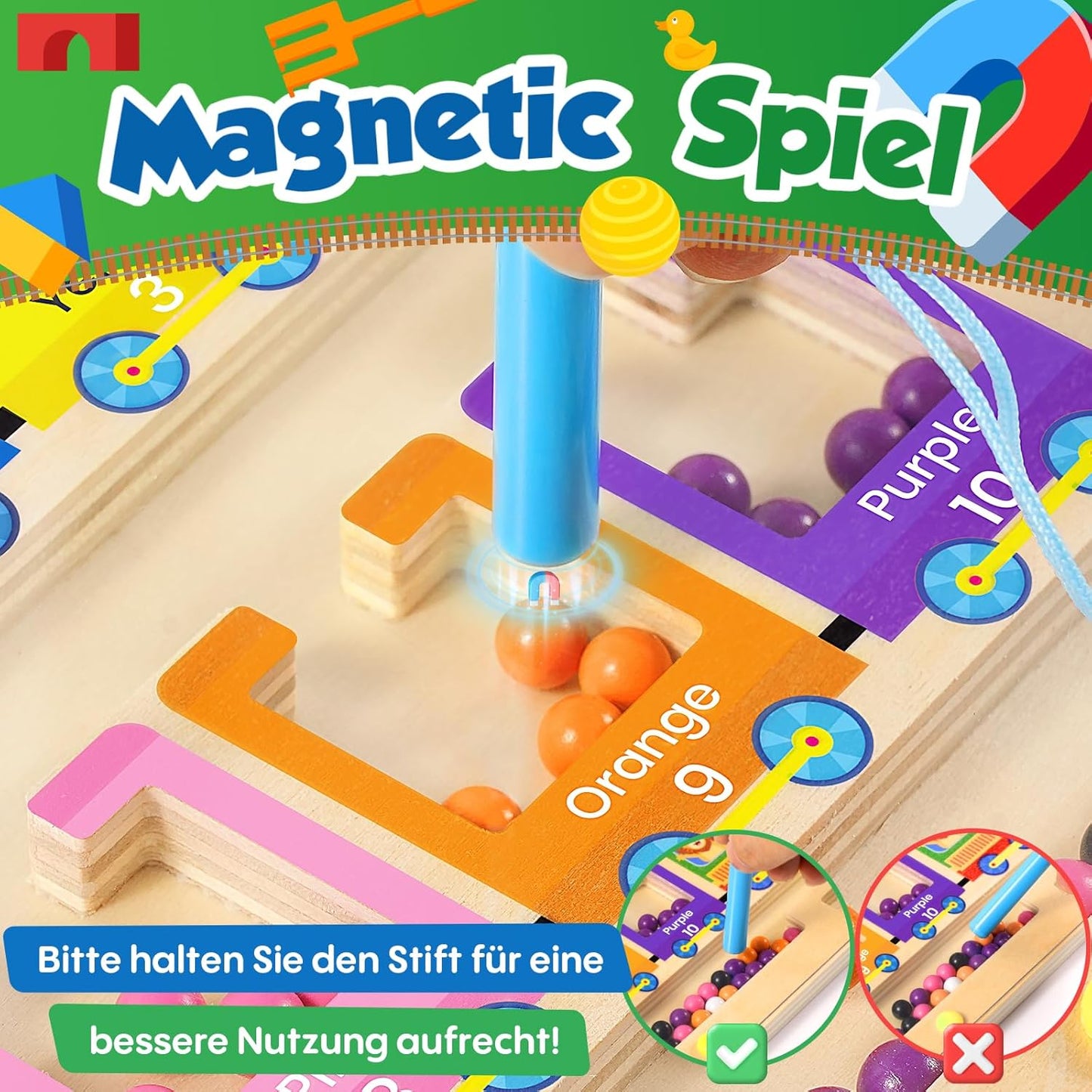 Montessori Holz-Labyrinth 3D – Magnetisches Geschicklichkeitsspiel