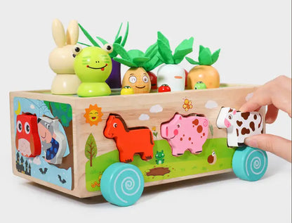 Karotten Steckspiel Holz Montessori für Kinder von 1 bis 3 Jahren – Stapeln und Sortieren für kognitive Entwicklung