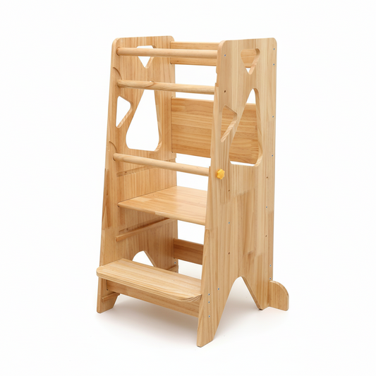 Montessori Lernturm Komfort – Naturholz & 3-Stufen-Verstellung