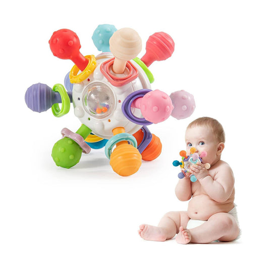 5-in-1 Baby Beißring & Sensorik-Rassel