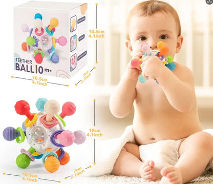 5-in-1-bijtring en sensorische rammelaar voor baby's