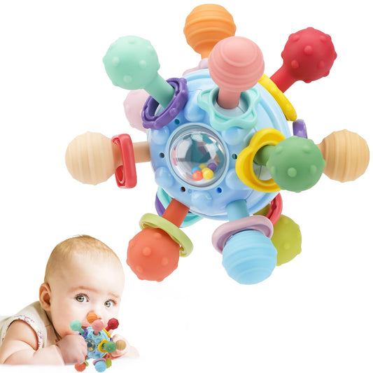 5-in-1 Baby Beißring & Sensorik-Rassel