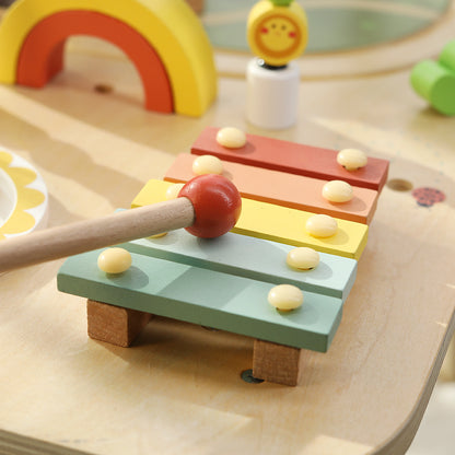 9-in-1 Holz-Aktivitätstisch | All-in-One Lernzentrum für Kleinkinder