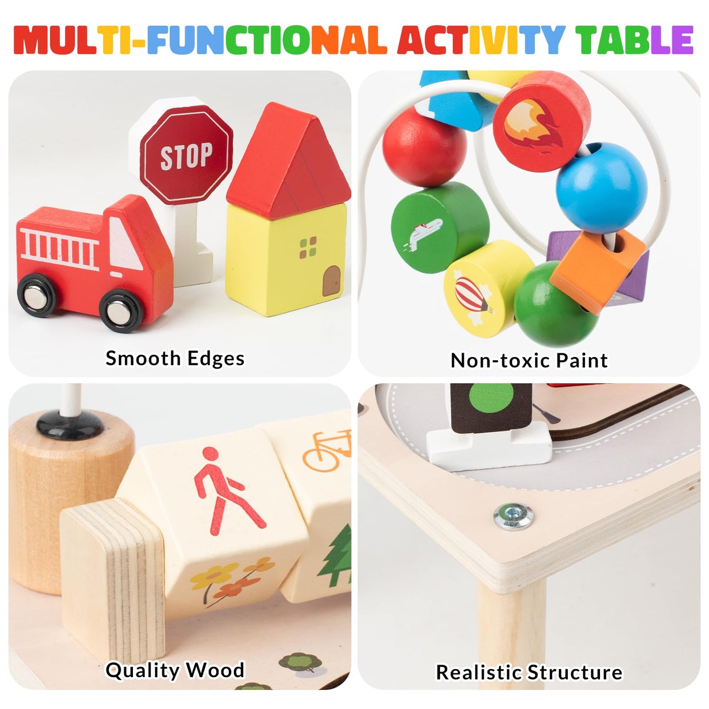 Montessori Spieltisch Holz – Motorik Busy Board & Kugelbahn