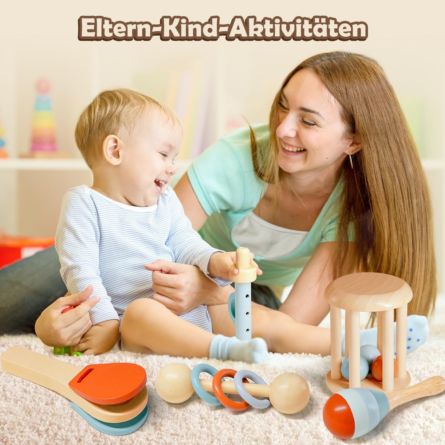 Montessori-houten muziekinstrumentenset (5-delig) – sensorisch