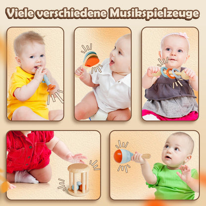Montessori-houten muziekinstrumentenset (5-delig) – sensorisch