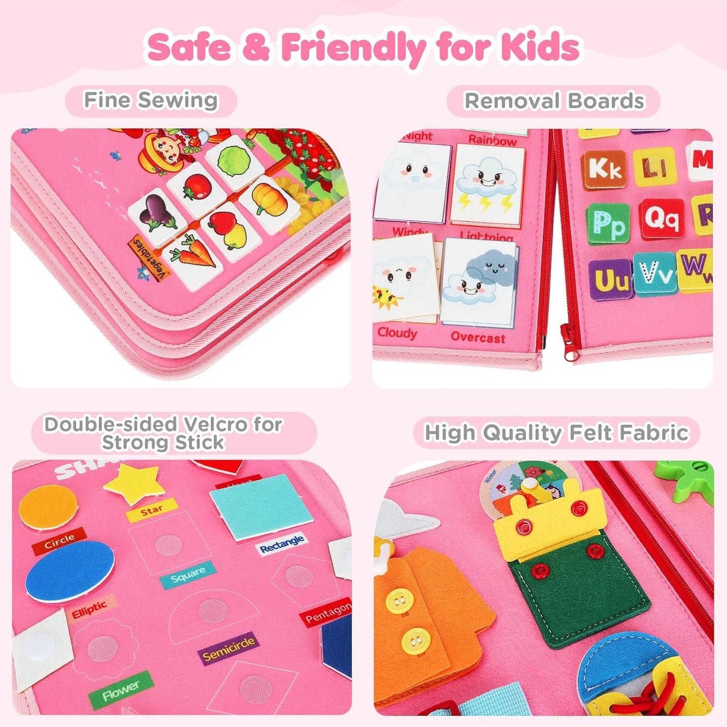 MontessoriLernwelt Busy Board 10-in-1 ¨C Prinzessin, Anziehspiel & Bauernhof, Montessori Busy Book f¨¹r Kinder 1¨C4 Jahre