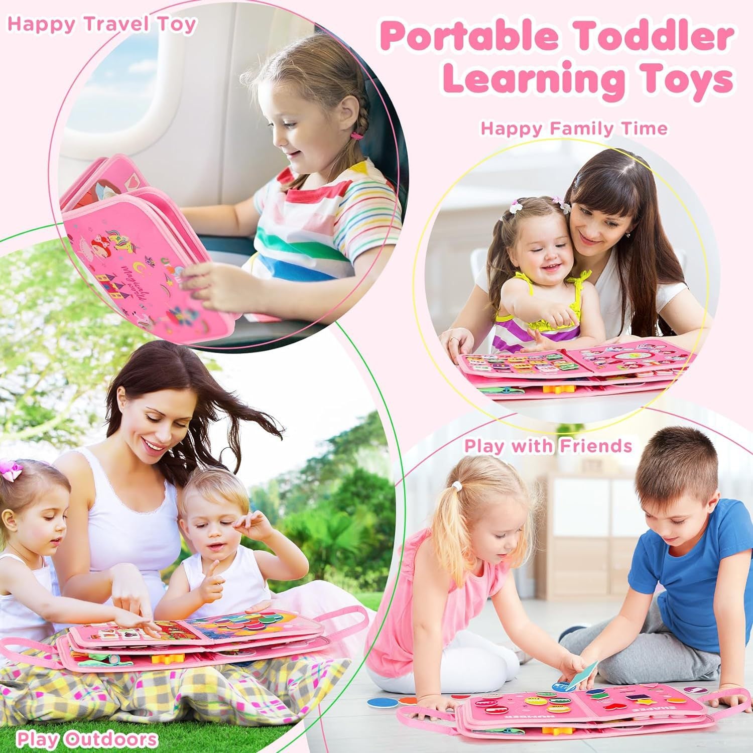 MontessoriLernwelt Busy Board 10-in-1 ¨C Prinzessin, Anziehspiel & Bauernhof, Montessori Busy Book f¨¹r Kinder 1¨C4 Jahre